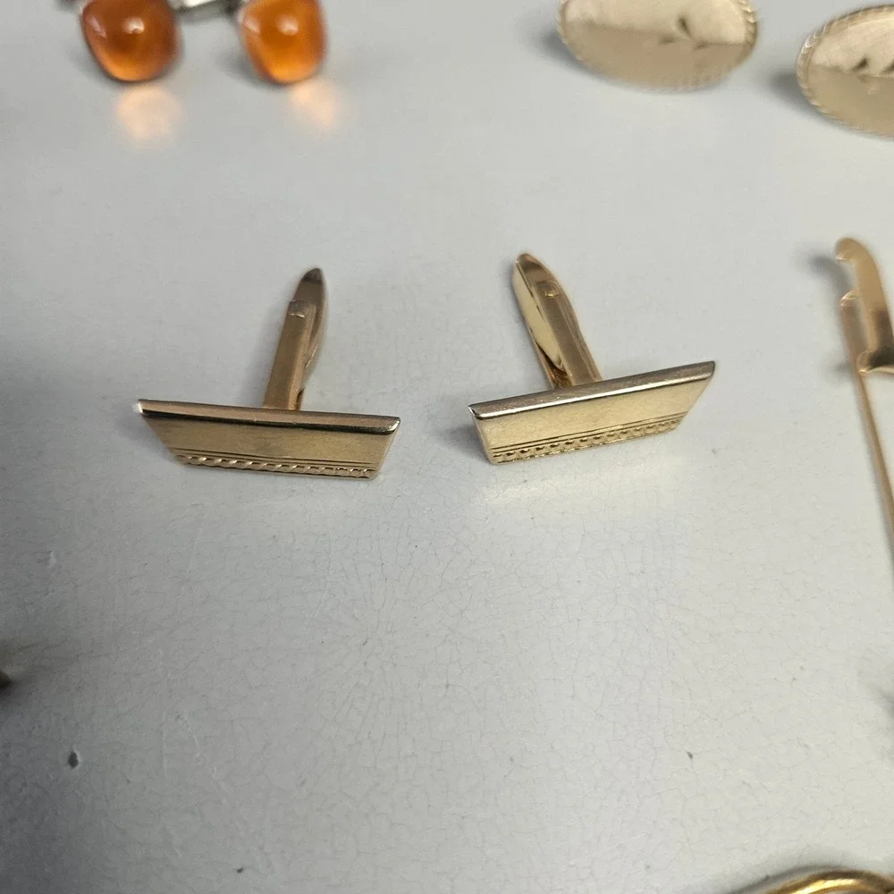 Vintage Mens‎ Cufflinks Tie Clip Lapel Pin Lot Gold Silver Tone Formal Jewelry